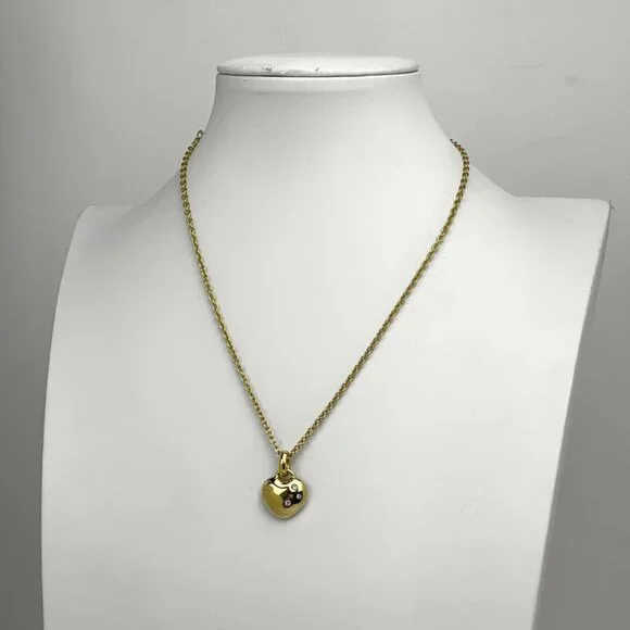 Christian Dior Logo Rhinestone Necklace Heart Motif Necklace GP - Picture 4 of 4